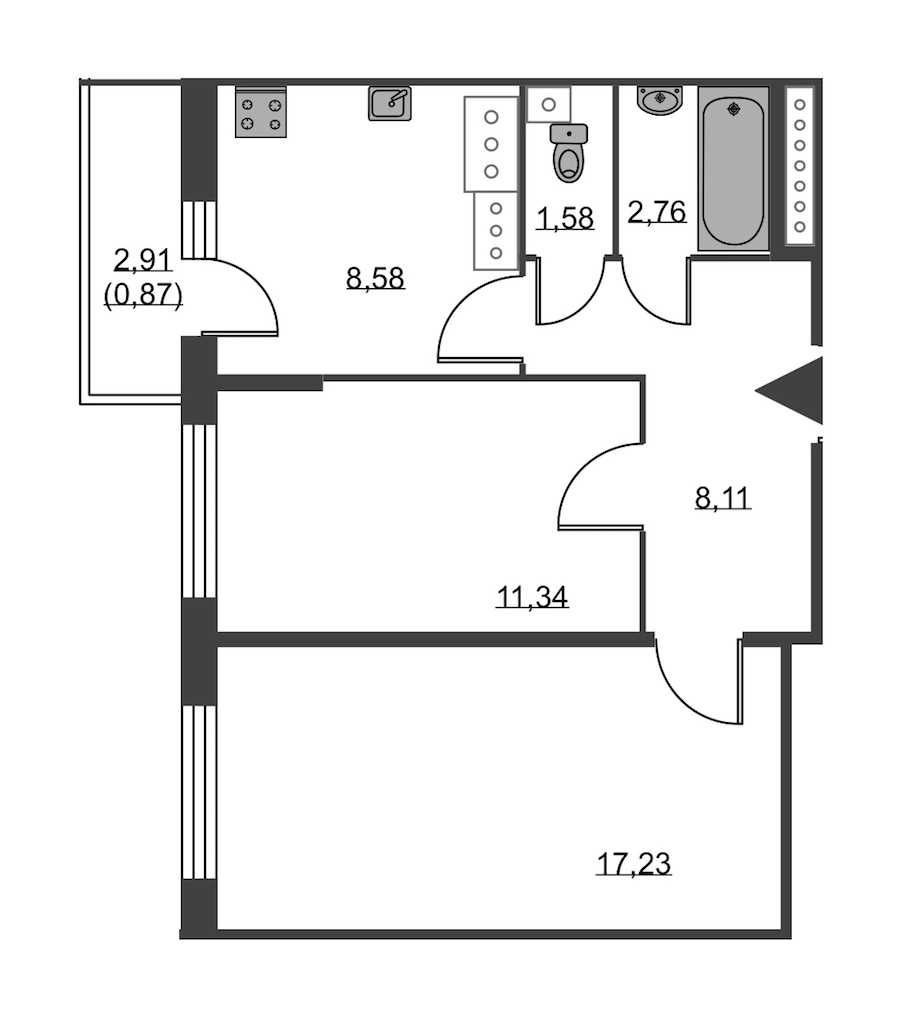 Двухкомнатная квартира в : площадь 50.47 м2 , этаж: 21 – купить в Санкт-Петербурге